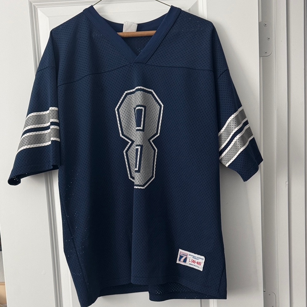 Troy Aikman Jersey Navy Blue Number 8 Sz L